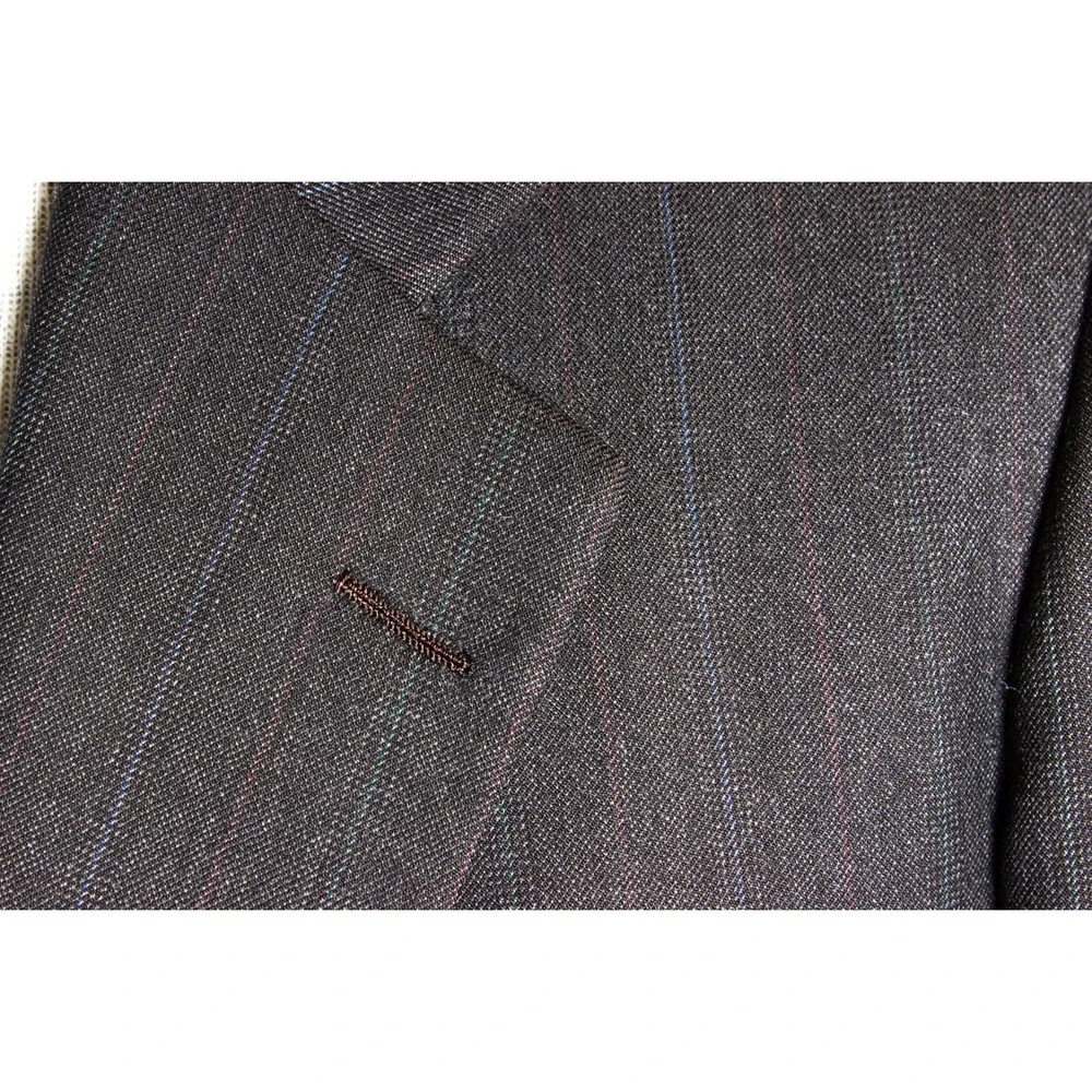 Hickey Freeman‎ Mens 43R Charcoal Gray Stripe Blazer Jacket Sports Suit Coat